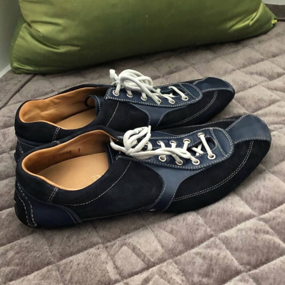 Men’s PRADA blue leather and suede shoes - Picture 2 of 8